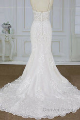 Spaghetti Strap Appliques Mermaid Wedding Dresses